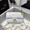 ChanelFlap Bag With ChanelBall On Strap White For Women, Women’s Handbags, Shoulder And Crossbody Bags 7.8in/20cm AS1787
