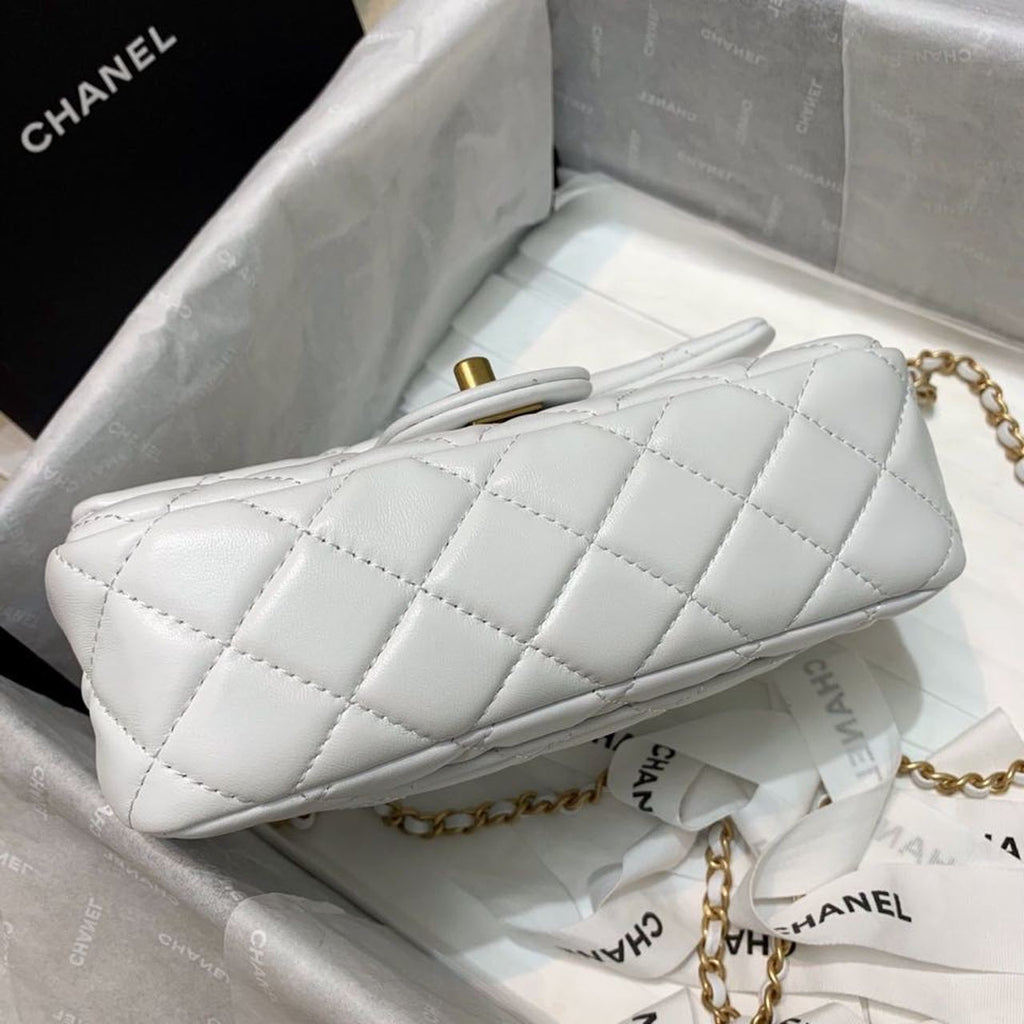 ChanelFlap Bag With ChanelBall On Strap White For Women, Women’s Handbags, Shoulder And Crossbody Bags 7.8in/20cm AS1787
