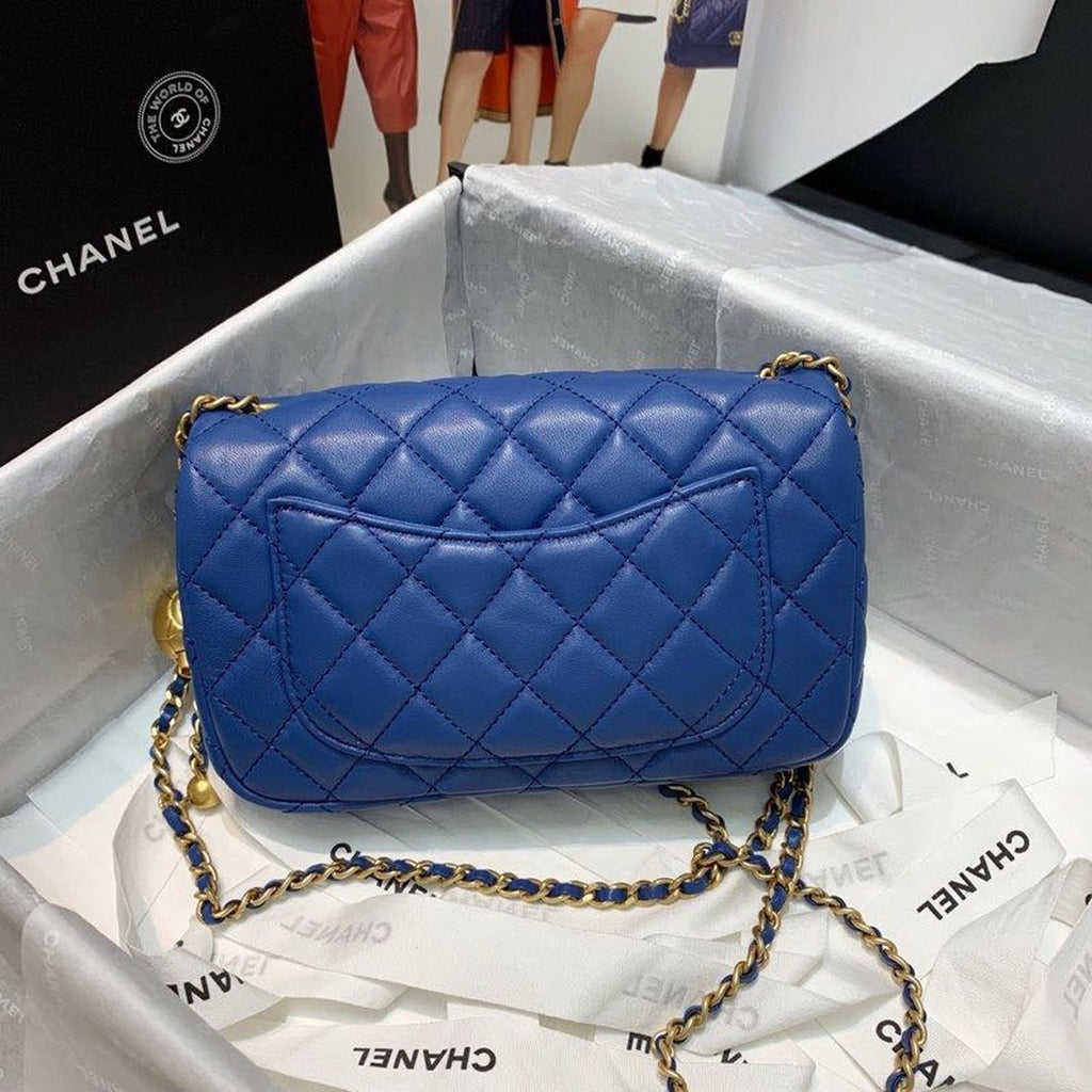 ChanelGlamIap Bag With ChanelBall On Strap Blue For Women Handbags, Shoulder And Crossbody Bags 7.8in/20cm AS1787