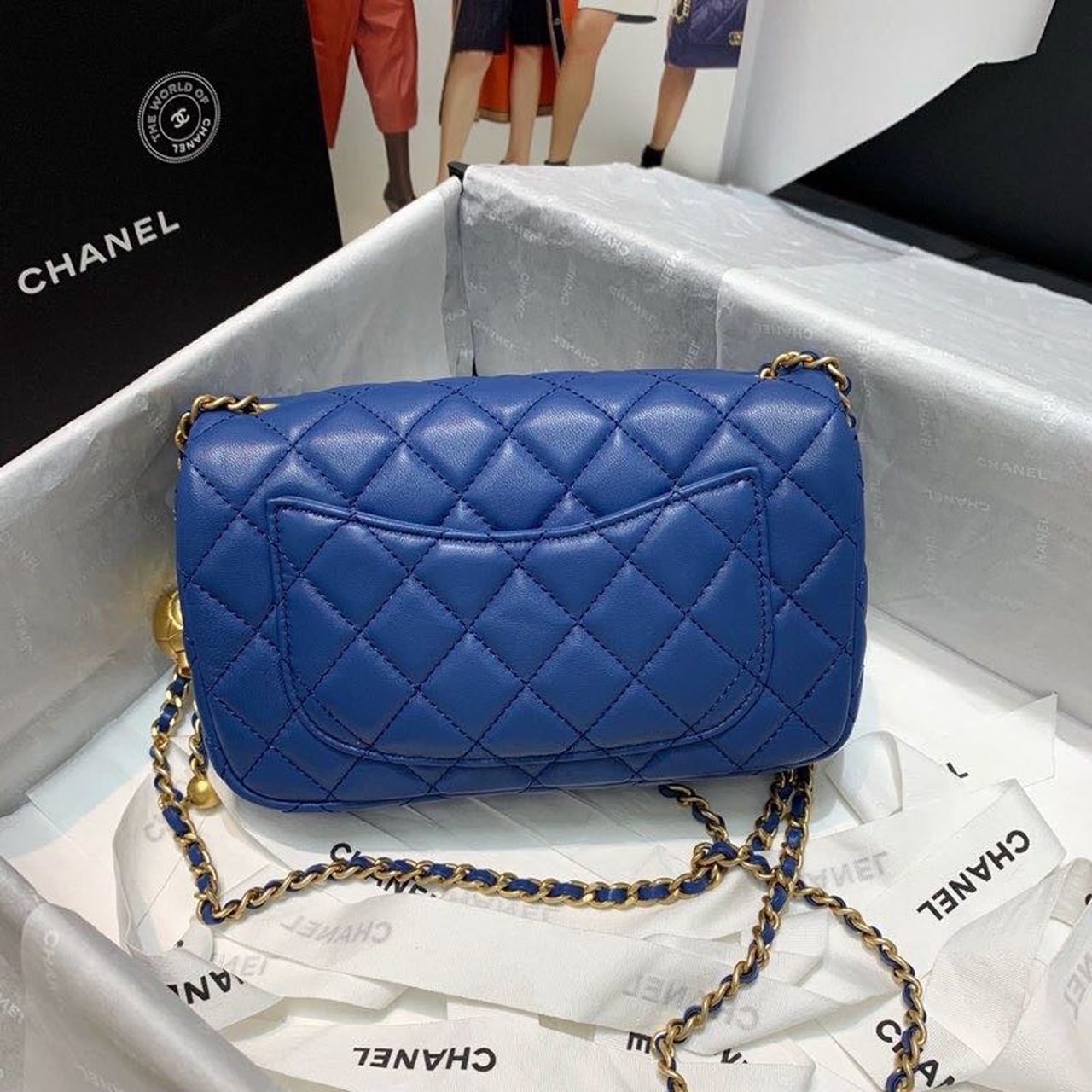 ChanelGlamIap Bag With ChanelBall On Strap Blue For Women Handbags, Shoulder And Crossbody Bags 7.8in/20cm AS1787