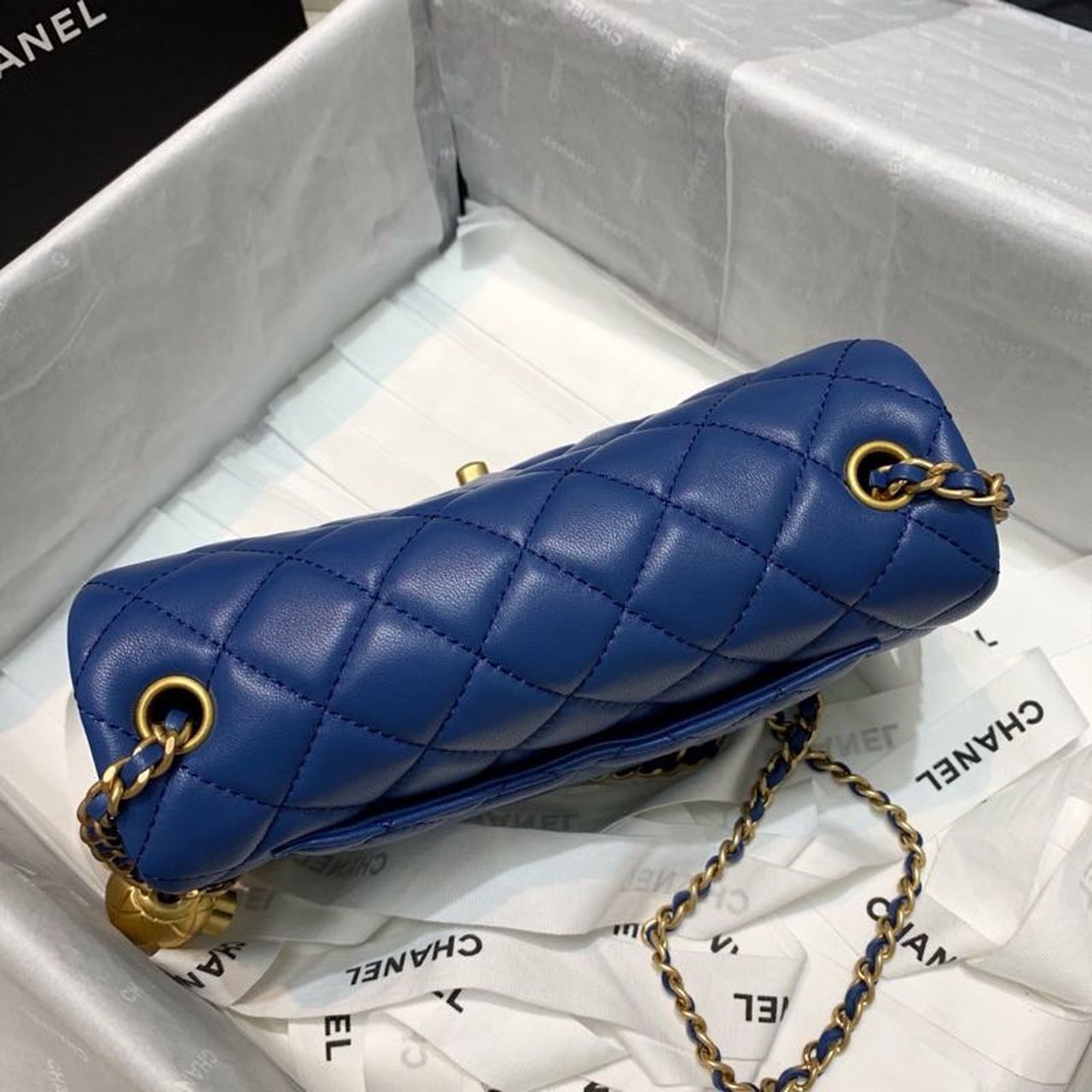 ChanelGlamIap Bag With ChanelBall On Strap Blue For Women Handbags, Shoulder And Crossbody Bags 7.8in/20cm AS1787