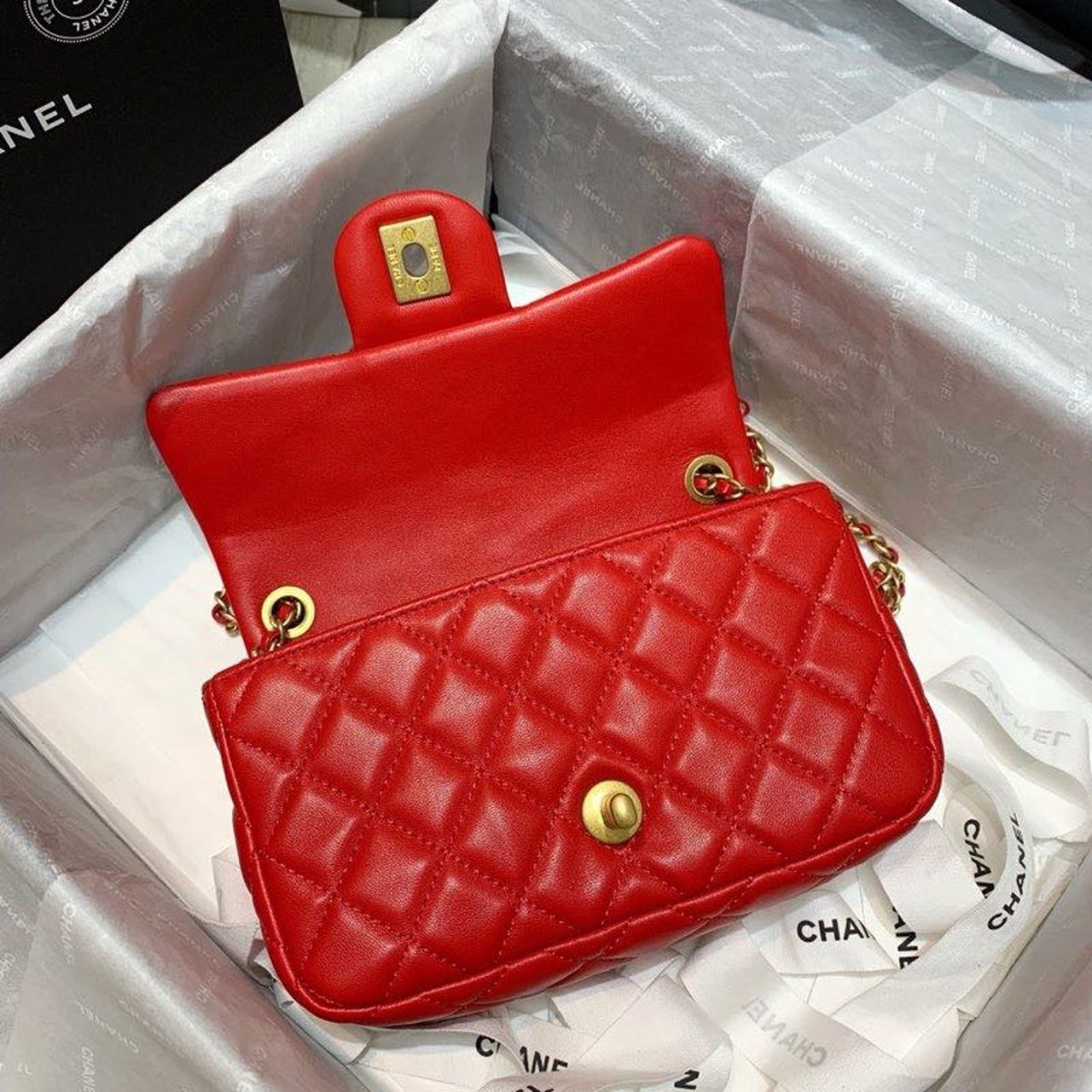 ChanelGlamIap Bag With ChanelBall On Strap Red For Women Handbags, Shoulder And Crossbody Bags 7.8in/20cm AS1787