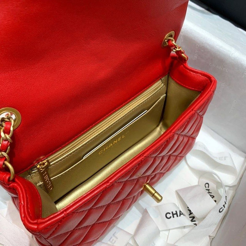 ChanelGlamIap Bag With ChanelBall On Strap Red For Women Handbags, Shoulder And Crossbody Bags 7.8in/20cm AS1787