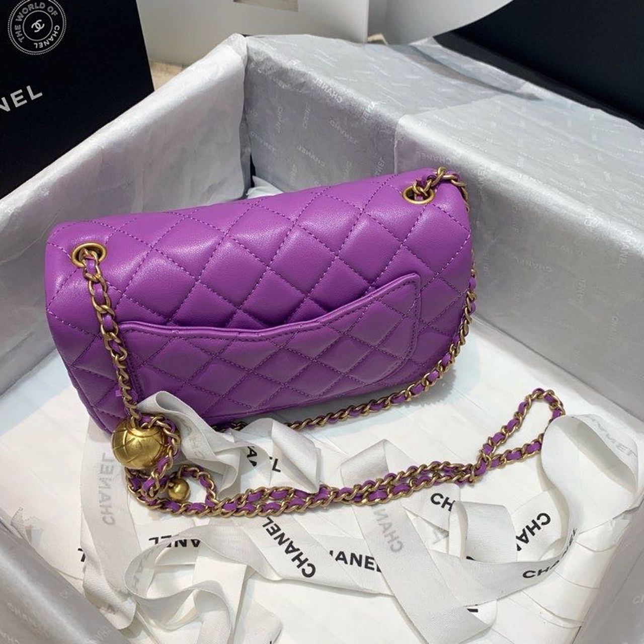 ChanelGlamIap Bag With ChanelBall On Strap Purple For Women Handbags, Shoulder And Crossbody Bags 7.8in/20cm AS1787