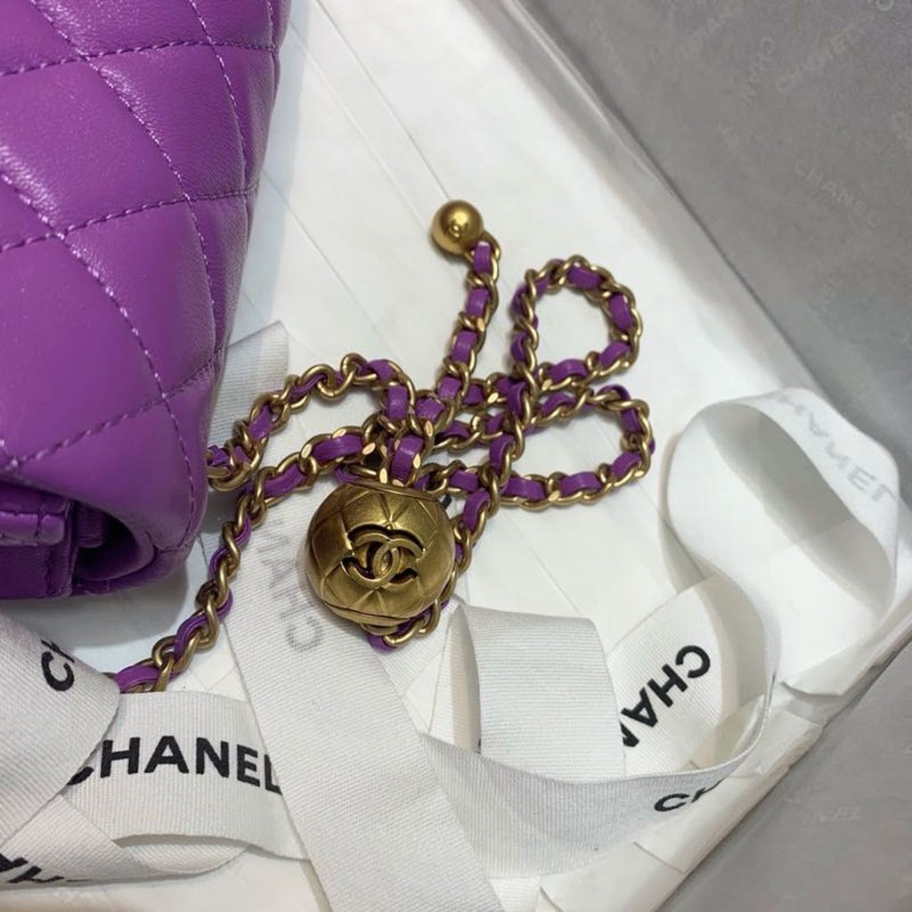 ChanelGlamIap Bag With ChanelBall On Strap Purple For Women Handbags, Shoulder And Crossbody Bags 7.8in/20cm AS1787