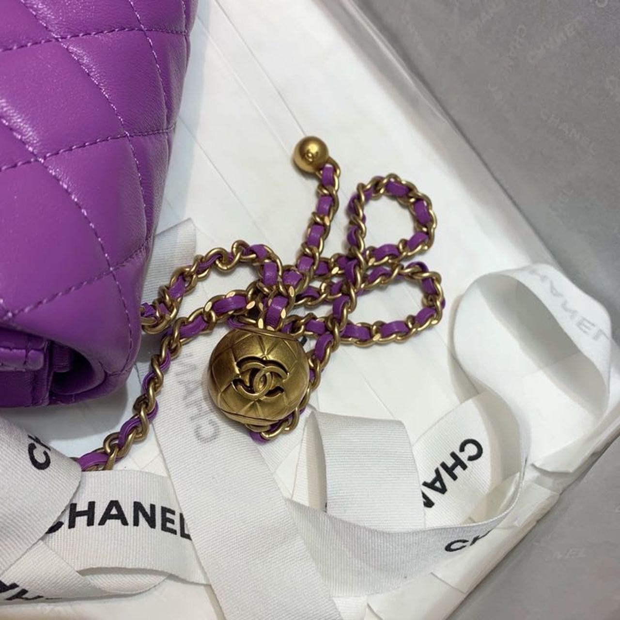 ChanelGlamIap Bag With ChanelBall On Strap Purple For Women Handbags, Shoulder And Crossbody Bags 7.8in/20cm AS1787