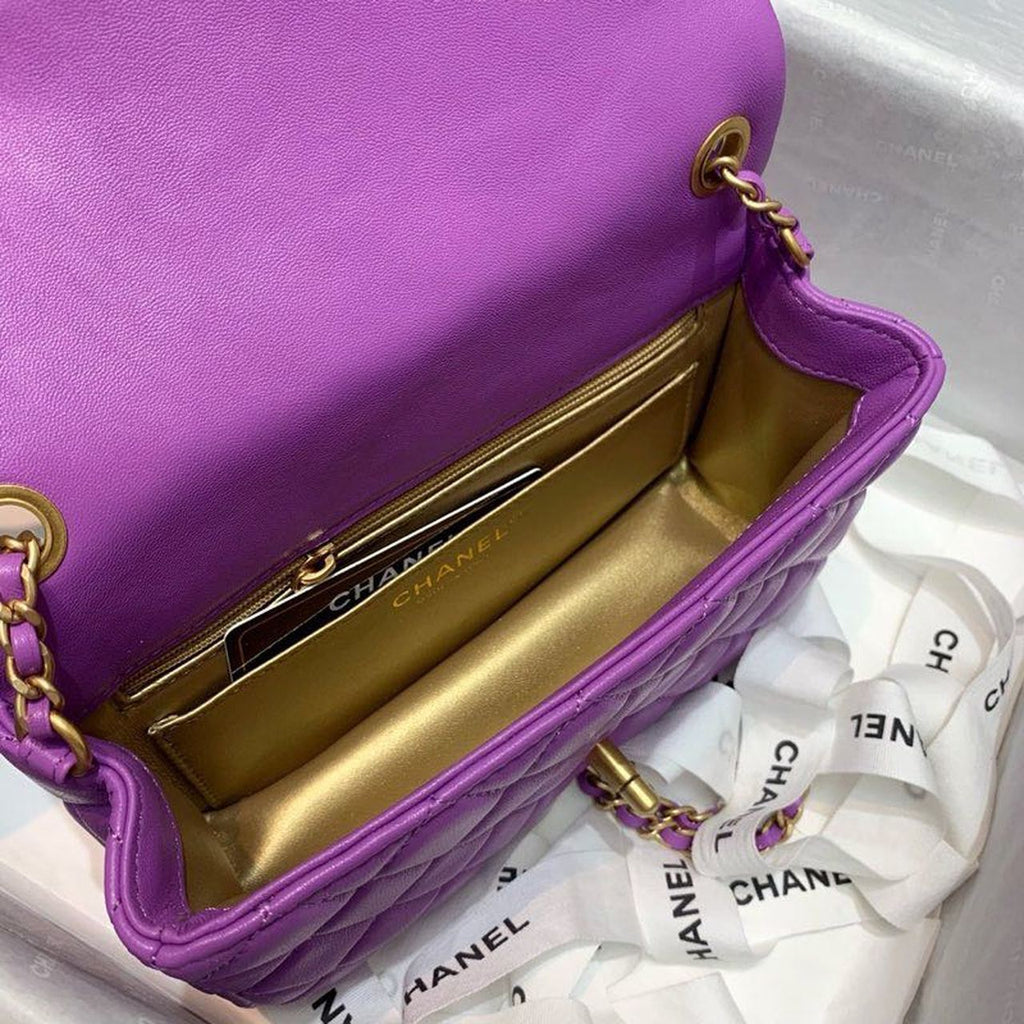 ChanelGlamIap Bag With ChanelBall On Strap Purple For Women Handbags, Shoulder And Crossbody Bags 7.8in/20cm AS1787