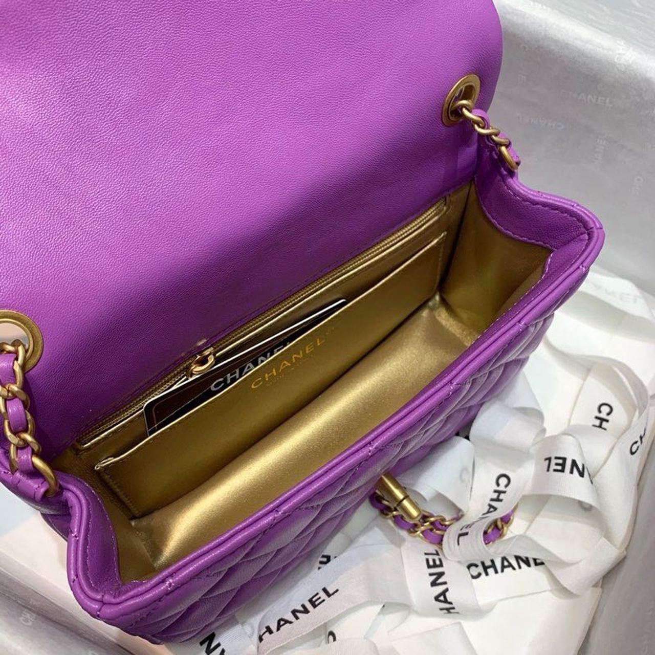 ChanelGlamIap Bag With ChanelBall On Strap Purple For Women Handbags, Shoulder And Crossbody Bags 7.8in/20cm AS1787