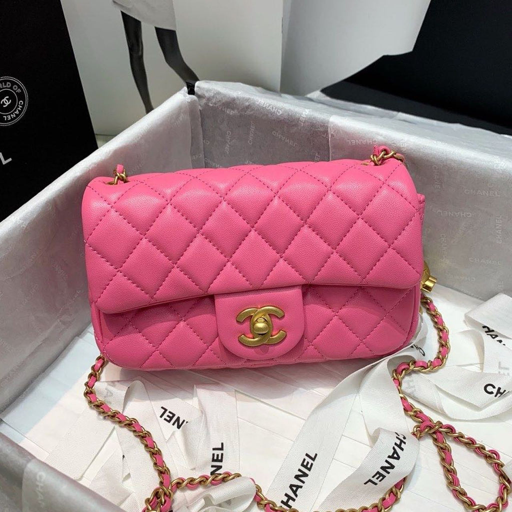 ChanelFlap Bag With ChanelBall On Strap PiNike For Women, Women’s Handbags, Shoulder And Crossbody Bags 7.8in/20cm AS1787
