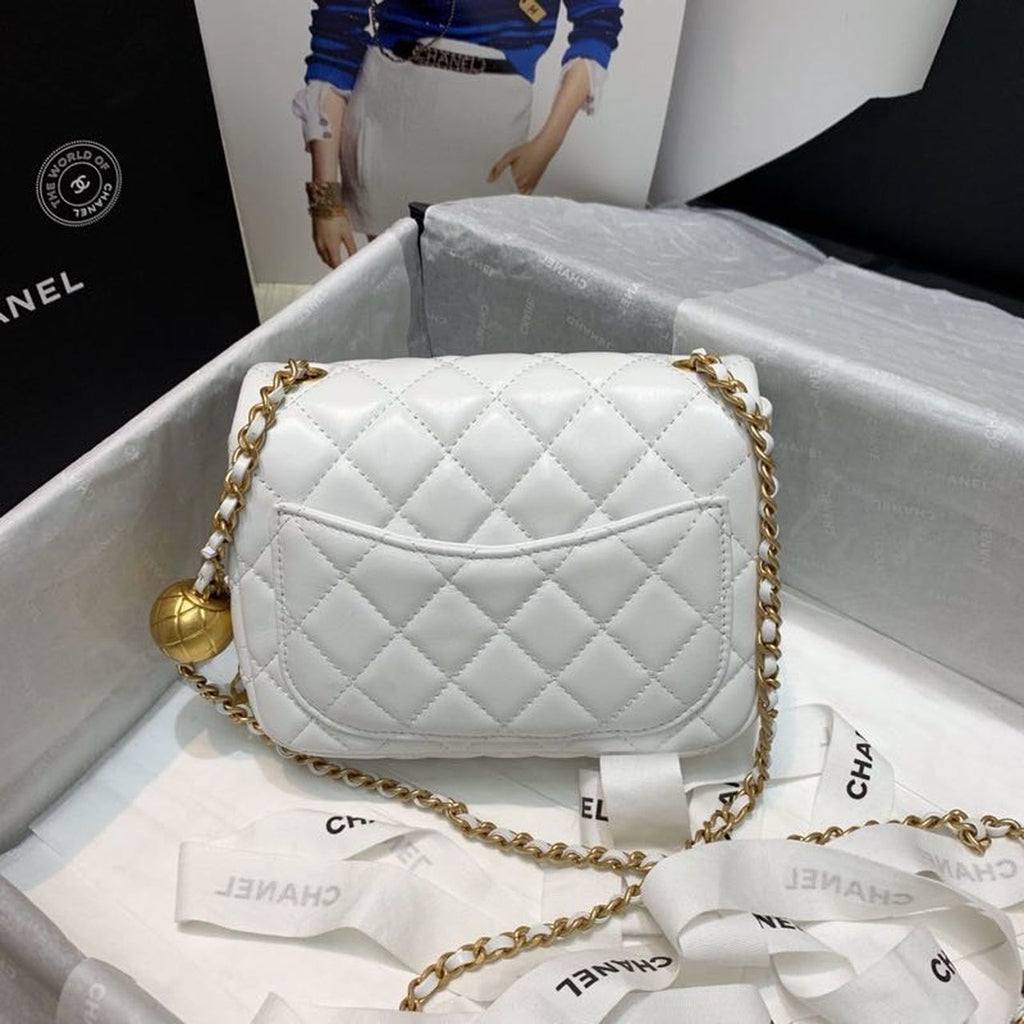 ChanelMini GlamIap Bag With ChanelBall On Strap White For Women Handbags, Shoulder And Crossbody Bags 6.7in/17cm AS1786
