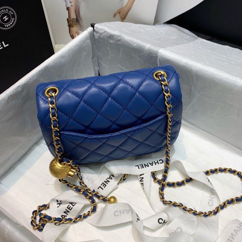 ChanelMini GlamIap Bag With ChanelBall On Strap Blue For Women Handbags, Shoulder And Crossbody Bags 6.7in/17cm AS1786
