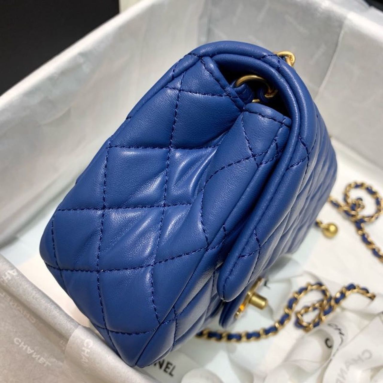 ChanelMini GlamIap Bag With ChanelBall On Strap Blue For Women Handbags, Shoulder And Crossbody Bags 6.7in/17cm AS1786