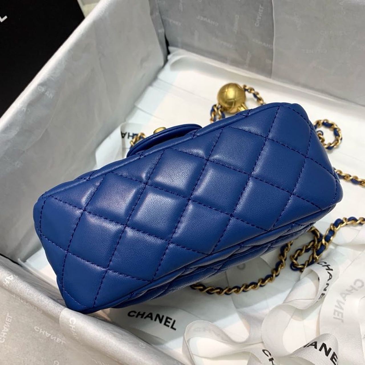 ChanelMini GlamIap Bag With ChanelBall On Strap Blue For Women Handbags, Shoulder And Crossbody Bags 6.7in/17cm AS1786
