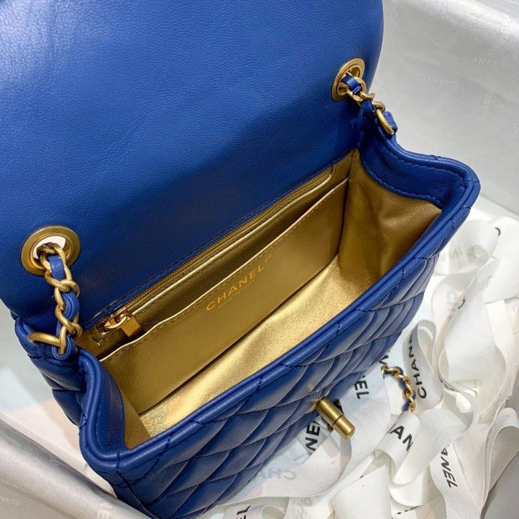 ChanelMini GlamIap Bag With ChanelBall On Strap Blue For Women Handbags, Shoulder And Crossbody Bags 6.7in/17cm AS1786
