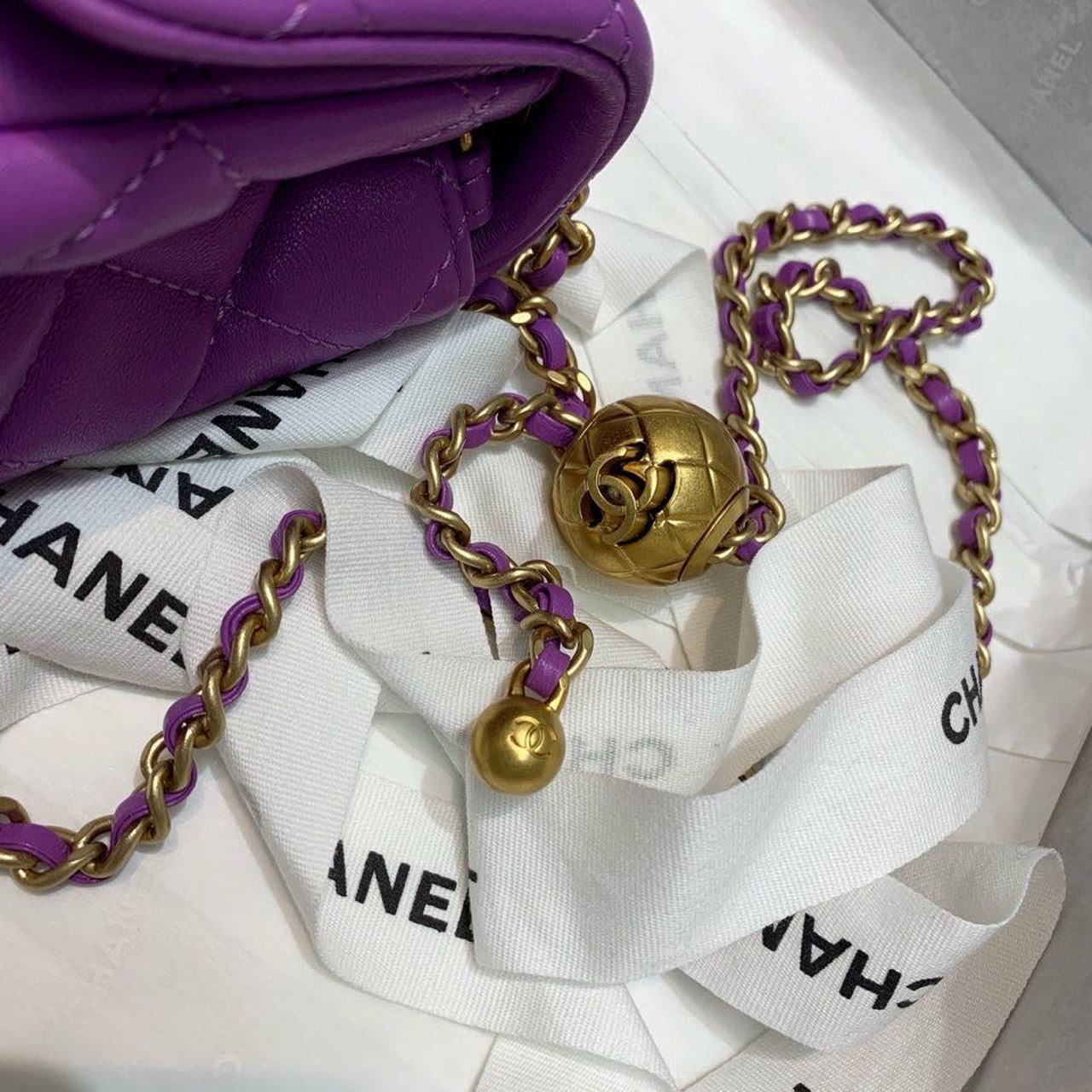 ChanelMini GlamIap Bag With ChanelBall On Strap Purple For Women Handbags, Shoulder And Crossbody Bags 6.7in/17cm AS1786