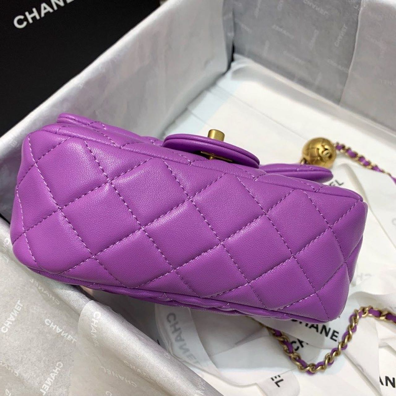 ChanelMini GlamIap Bag With ChanelBall On Strap Purple For Women Handbags, Shoulder And Crossbody Bags 6.7in/17cm AS1786