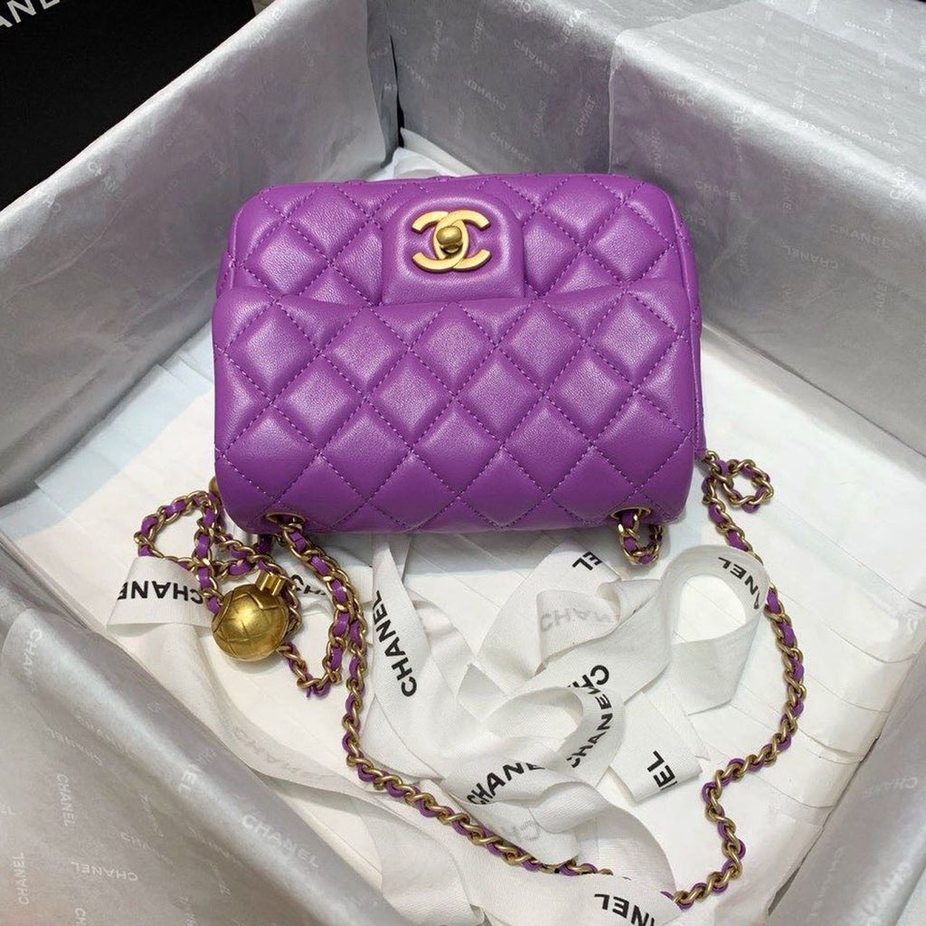 ChanelMini GlamIap Bag With ChanelBall On Strap Purple For Women Handbags, Shoulder And Crossbody Bags 6.7in/17cm AS1786
