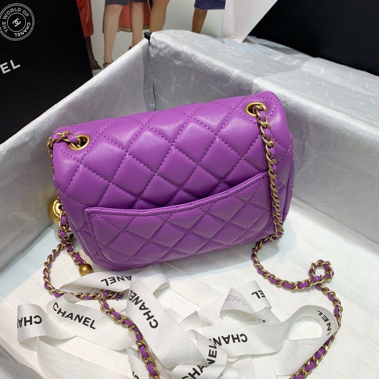 ChanelMini GlamIap Bag With ChanelBall On Strap Purple For Women Handbags, Shoulder And Crossbody Bags 6.7in/17cm AS1786