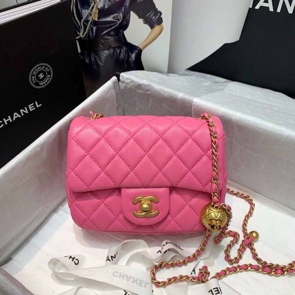ChanelMini GlamIap Bag With ChanelBall On Strap PiNike For Women Handbags, Shoulder And Crossbody Bags 6.7in/17cm AS1786