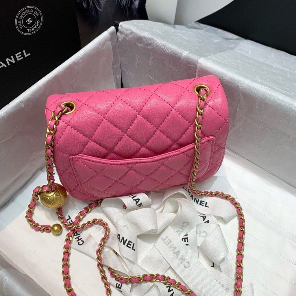 ChanelMini GlamIap Bag With ChanelBall On Strap PiNike For Women Handbags, Shoulder And Crossbody Bags 6.7in/17cm AS1786