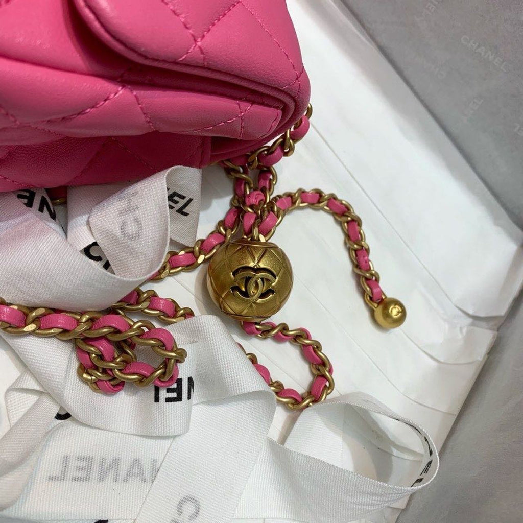 ChanelMini GlamIap Bag With ChanelBall On Strap PiNike For Women Handbags, Shoulder And Crossbody Bags 6.7in/17cm AS1786