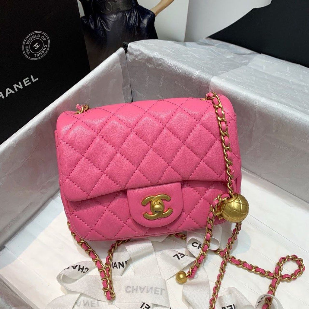ChanelMini GlamIap Bag With ChanelBall On Strap PiNike For Women Handbags, Shoulder And Crossbody Bags 6.7in/17cm AS1786