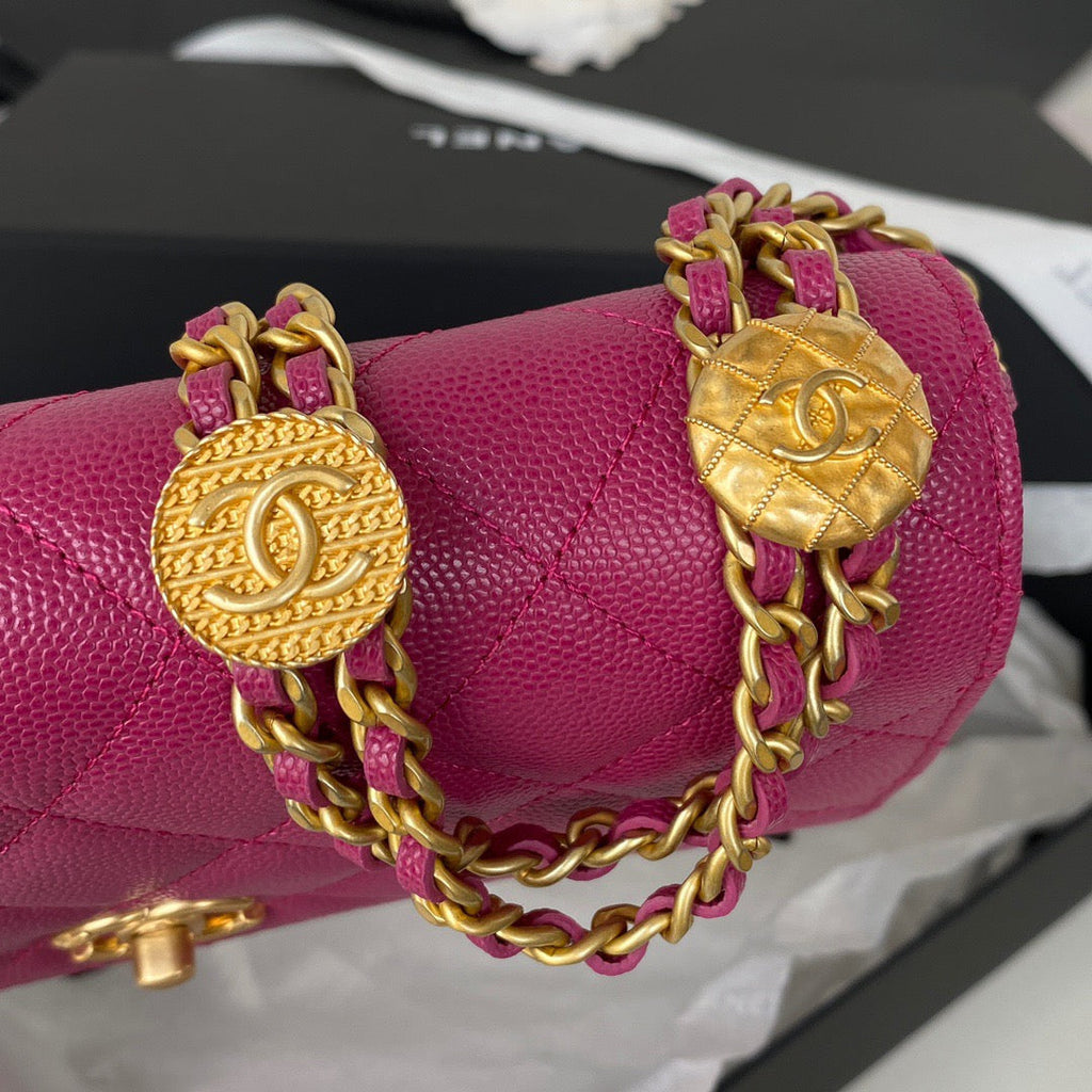 ChanelSmall GlamIap Bag Gold Hardware Plum For Women Handbags, Shoulder Bags 7.5in/19cm AP2840