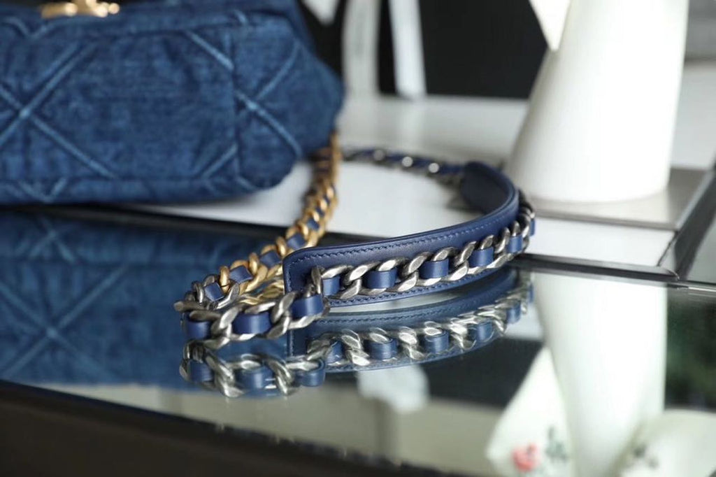 Chanel 19 Handbag Denim Blue For Women, Women’s Flap Bag, Shoulder And Crossbody Bags 10.1in/26cm AS1160 B02876 N6832