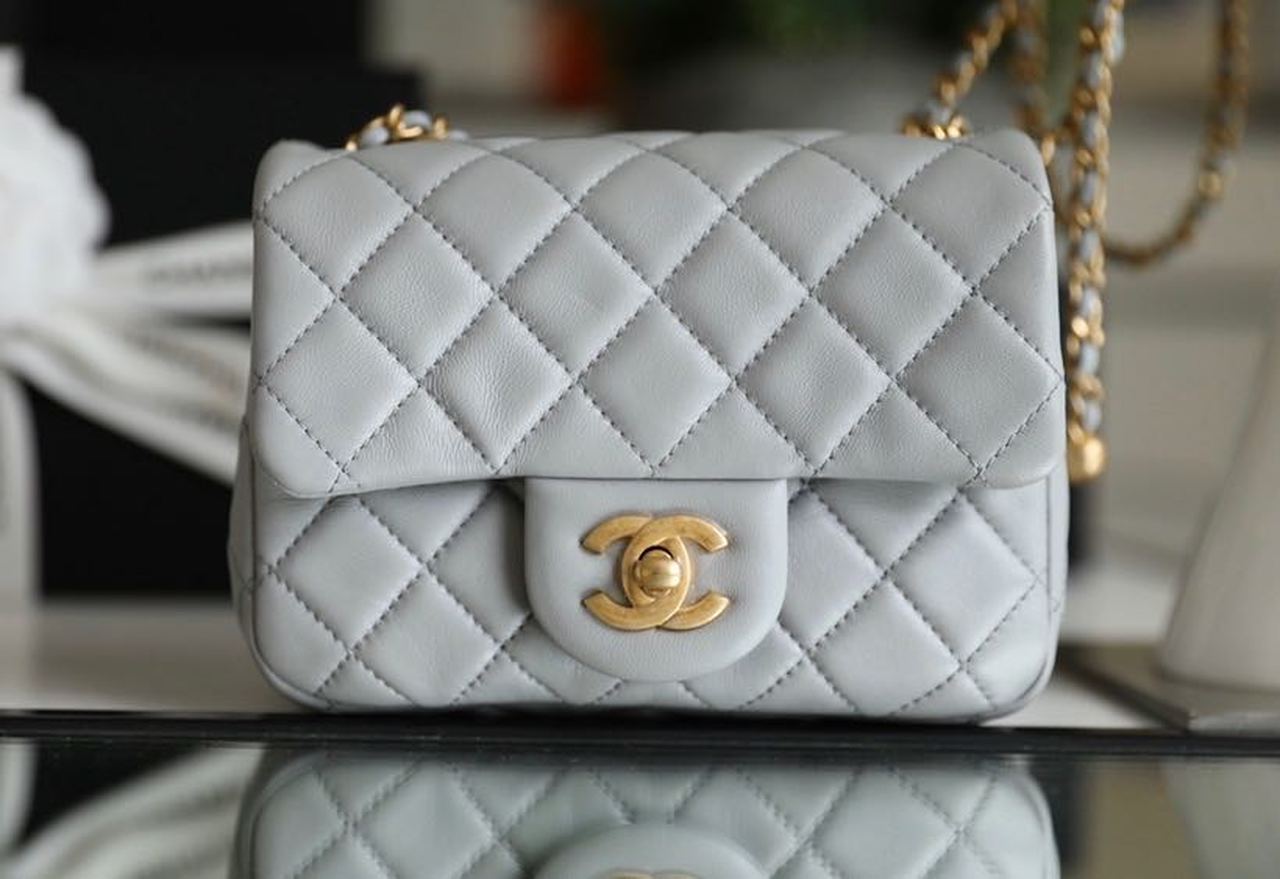ChanelMini GlamIap Bag With ChanelBall On Strap Grey For Women Handbags, Shoulder And Crossbody Bags 6.7in/17cm AS1786