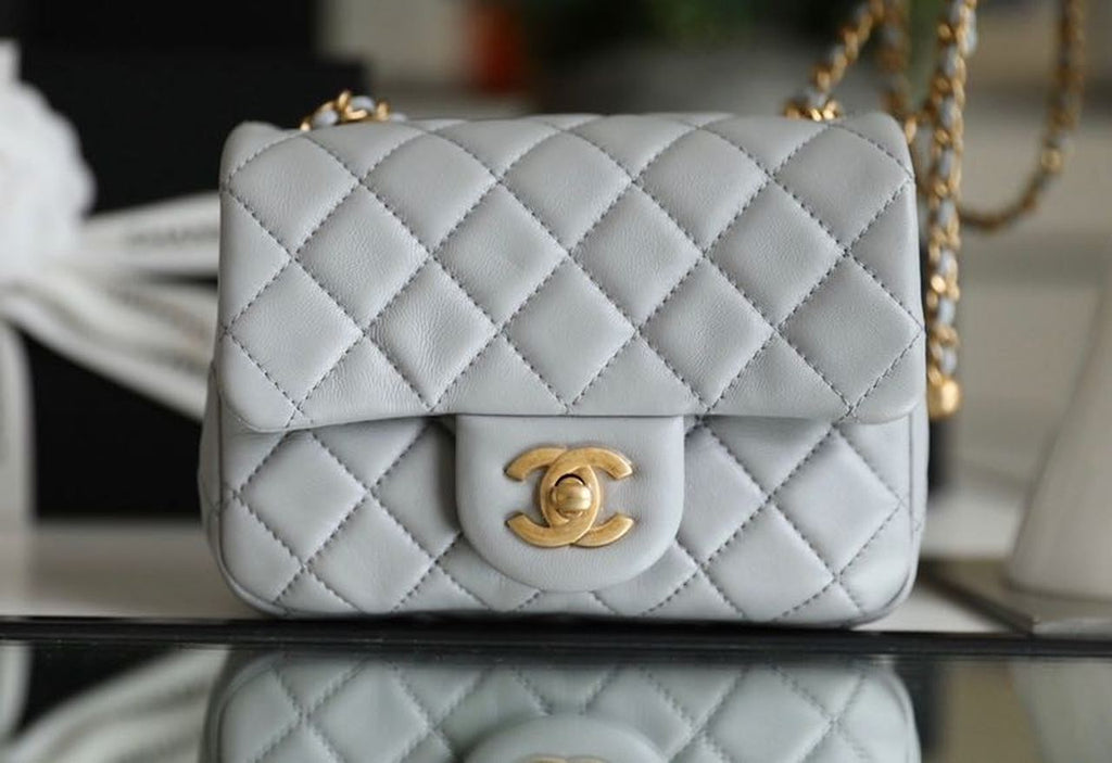 ChanelMini Flap Bag With ChanelBall On Strap Grey For Women, Women’s Handbags, Shoulder And Crossbody Bags 6.7in/17cm AS1786