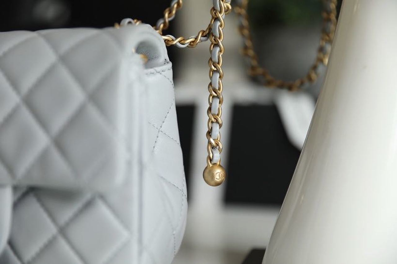 ChanelMini GlamIap Bag With ChanelBall On Strap Grey For Women Handbags, Shoulder And Crossbody Bags 6.7in/17cm AS1786