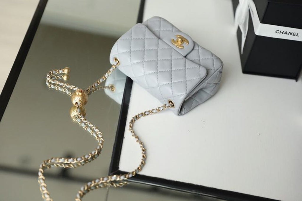 ChanelMini GlamIap Bag With ChanelBall On Strap Grey For Women Handbags, Shoulder And Crossbody Bags 6.7in/17cm AS1786
