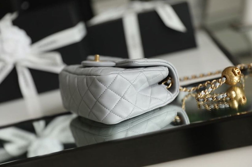ChanelMini GlamIap Bag With ChanelBall On Strap Grey For Women Handbags, Shoulder And Crossbody Bags 6.7in/17cm AS1786