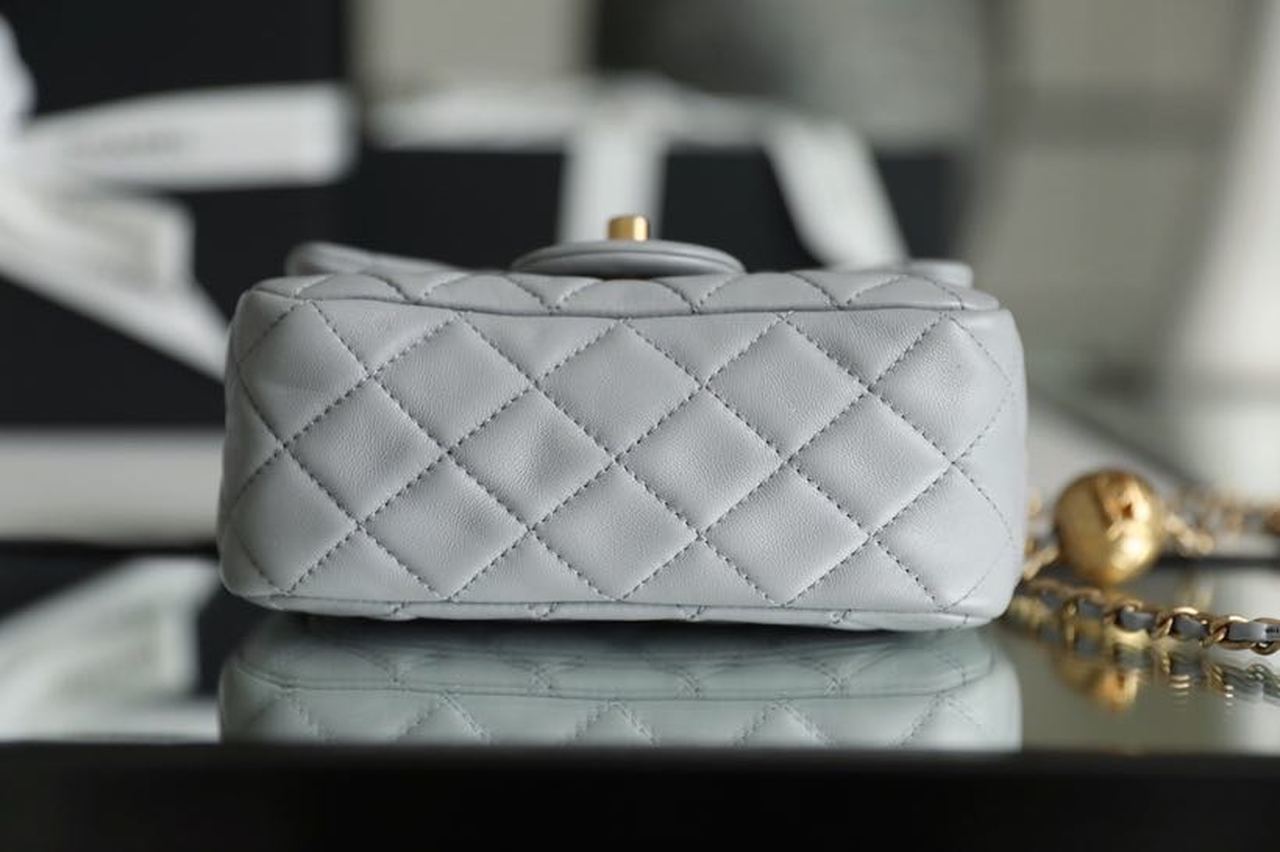 ChanelMini GlamIap Bag With ChanelBall On Strap Grey For Women Handbags, Shoulder And Crossbody Bags 6.7in/17cm AS1786