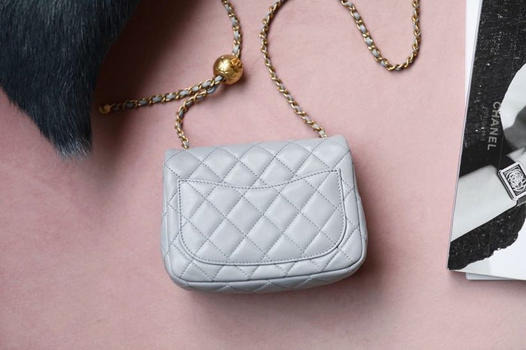 ChanelMini GlamIap Bag With ChanelBall On Strap Grey For Women Handbags, Shoulder And Crossbody Bags 6.7in/17cm AS1786