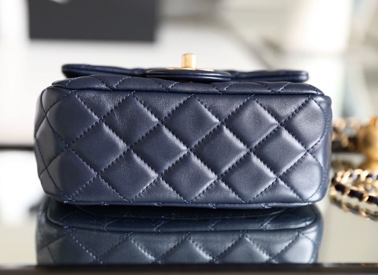 ChanelMini GlamIap Bag With ChanelBall On Strap Navy Blue For Women Handbags, Shoulder And Crossbody Bags 6.7in/17cm AS1786