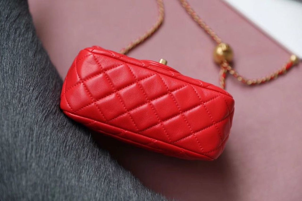 ChanelMini GlamIap Bag With ChanelBall On Strap Red For Women Handbags, Shoulder And Crossbody Bags 6.7in/17cm AS1786