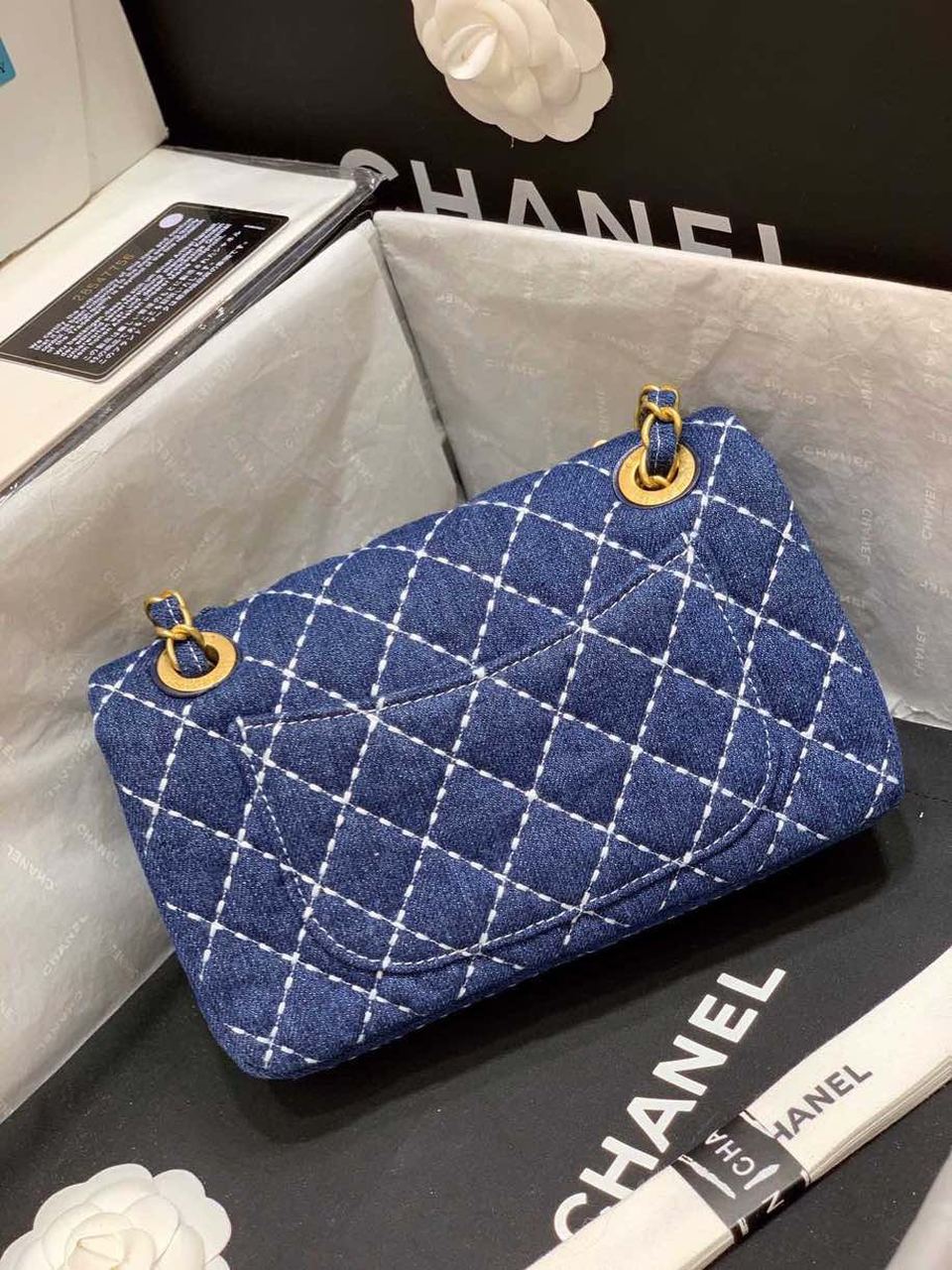 Chanel GlamIap Bag Denim Blue For Women Handbags, Shoulder And Crossbody Bags 10.2in/26cm AS1328 B01897 N5398
