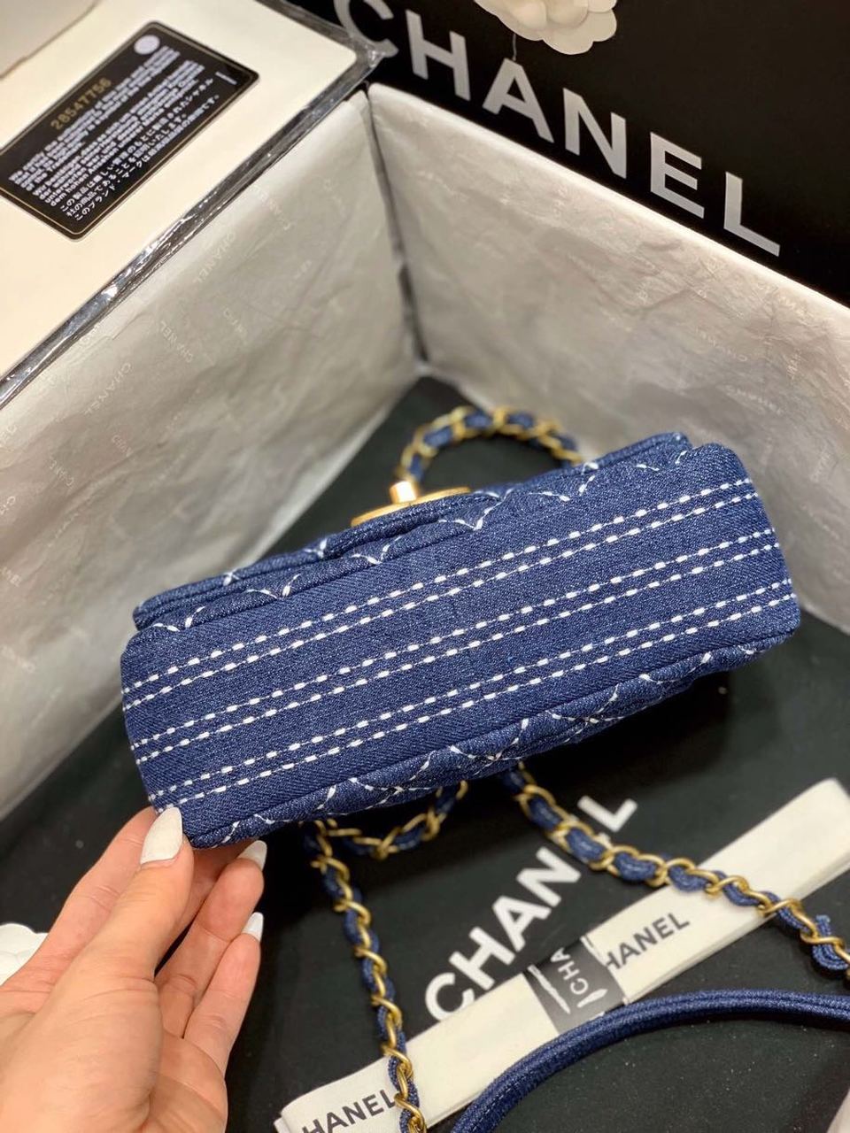 Chanel GlamIap Bag Denim Blue For Women Handbags, Shoulder And Crossbody Bags 10.2in/26cm AS1328 B01897 N5398