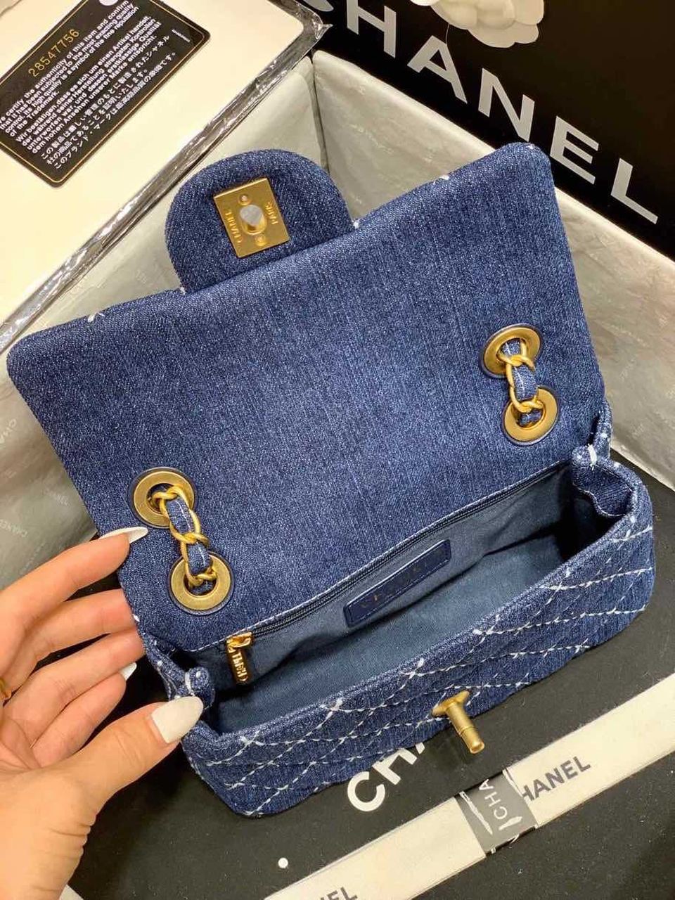 Chanel GlamIap Bag Denim Blue For Women Handbags, Shoulder And Crossbody Bags 10.2in/26cm AS1328 B01897 N5398