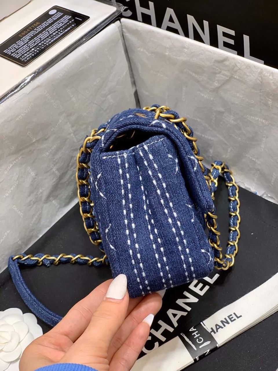 Chanel Flap Bag Denim Blue For Women, Women’s Handbags, Shoulder And Crossbody Bags 10.2in/26cm AS1328 B01897 N5398