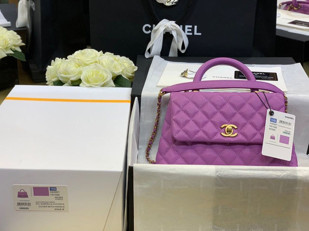 ChanelMeGLAMIum GlamIap Bag With Top Handle Purple For Women, WomenÃ¢â‚¬â„¢s Handbags, Shoulder And Crossbody Bags 9in/23cm A92990