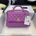 ChanelMeGLAMIum GlamIap Bag With Top Handle Purple For Women, WomenÃ¢â‚¬â„¢s Handbags, Shoulder And Crossbody Bags 9in/23cm A92990