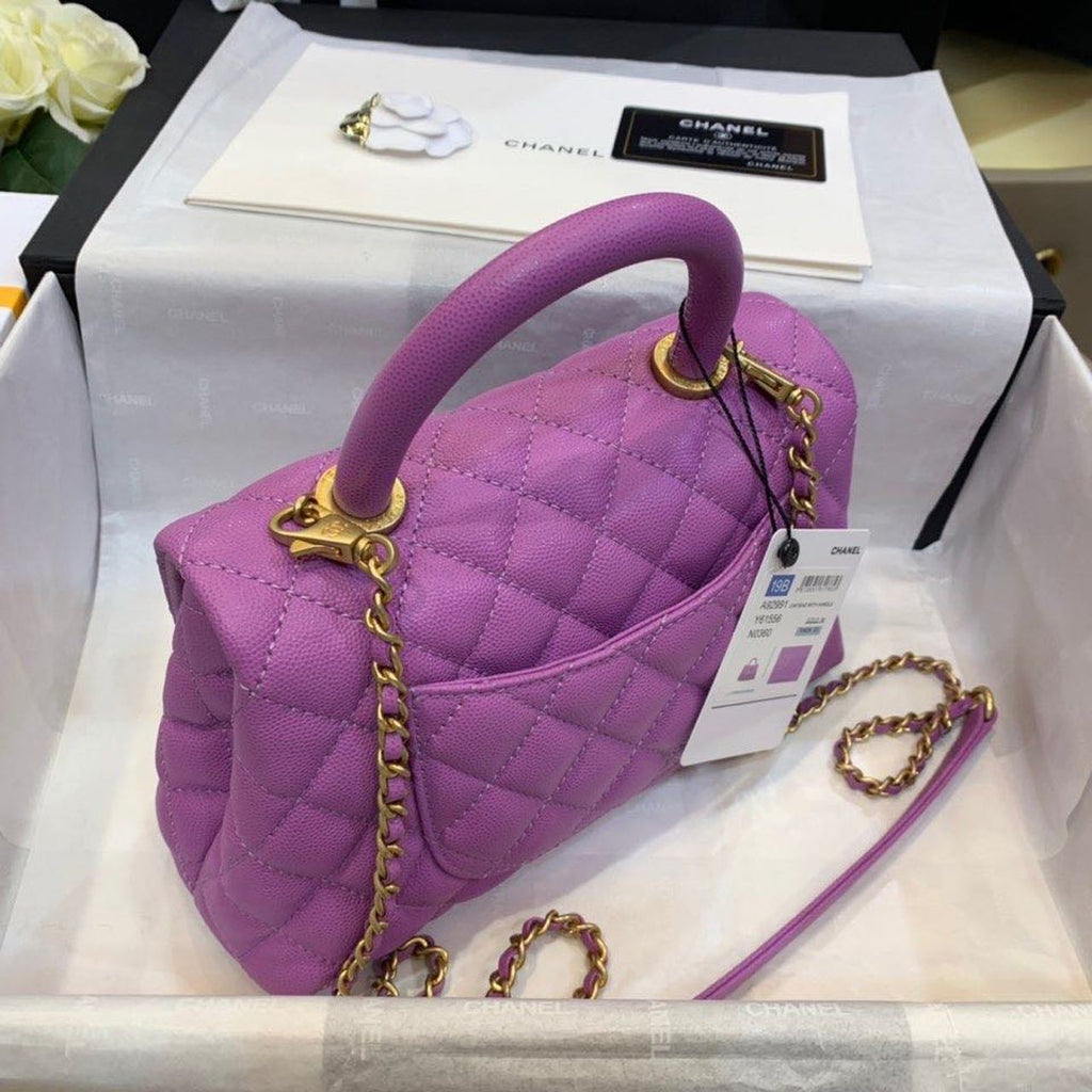 ChanelMeGLAMIum GlamIap Bag With Top Handle Purple For Women, WomenÃ¢â‚¬â„¢s Handbags, Shoulder And Crossbody Bags 9in/23cm A92990