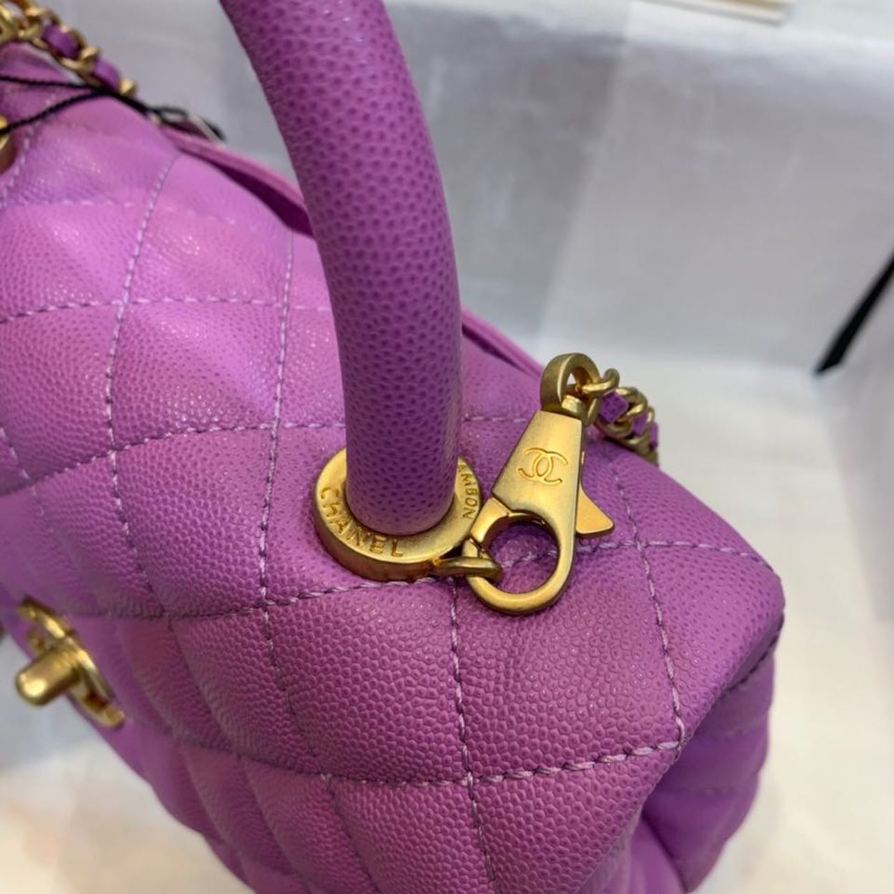 ChanelMeGLAMIum GlamIap Bag With Top Handle Purple For Women, WomenÃ¢â‚¬â„¢s Handbags, Shoulder And Crossbody Bags 9in/23cm A92990