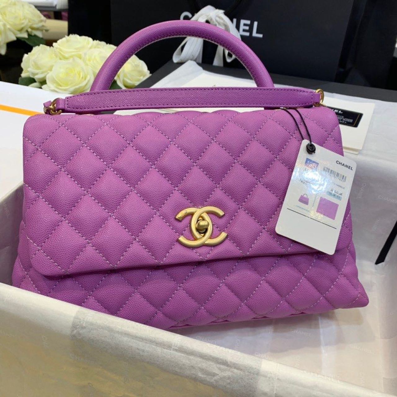 ChanelLarge GlamIap Bag With Top Handle Purple For Women, WomenÃ¢â‚¬â„¢s Handbags, Shoulder And Crossbody Bags 11in/28cm A92991