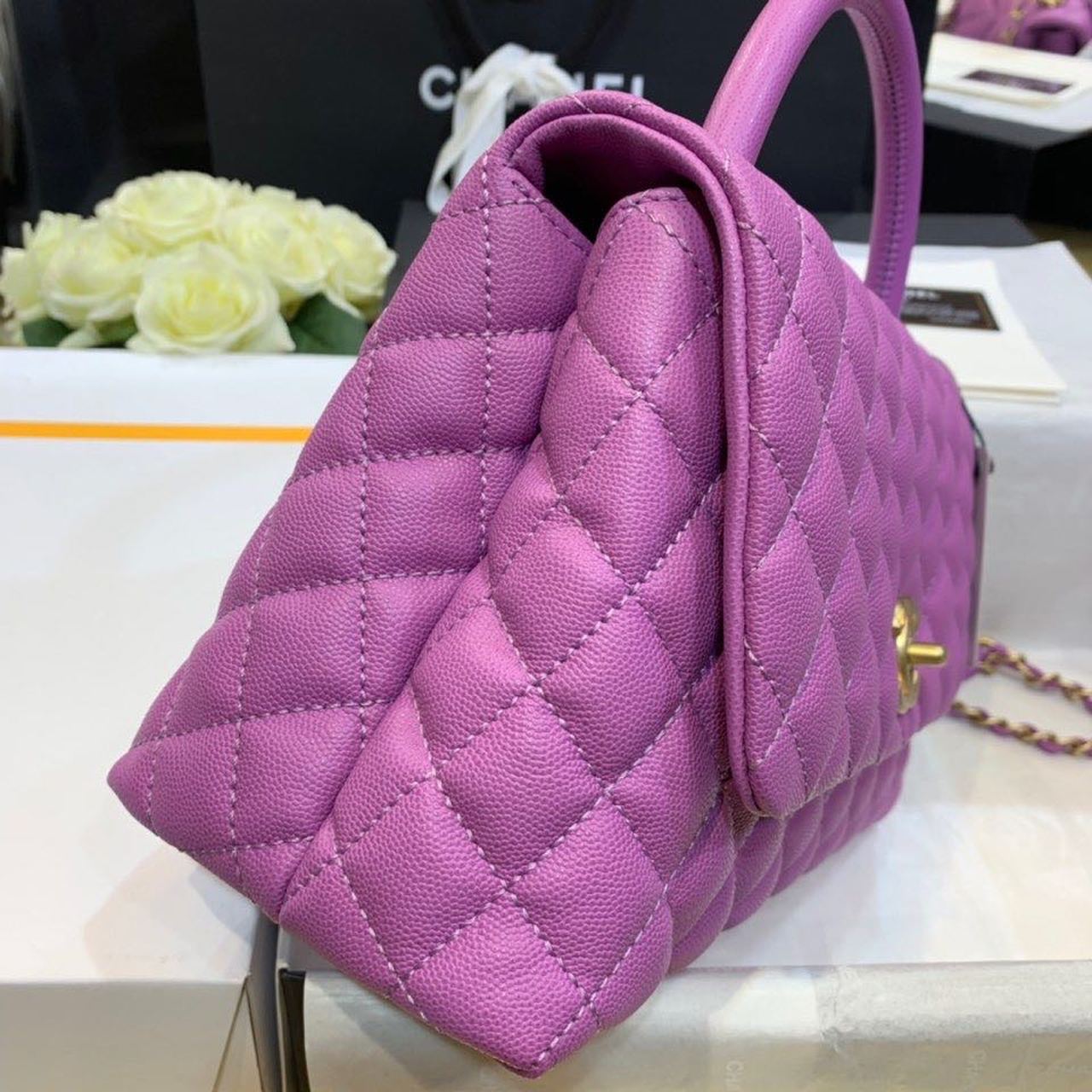 ChanelLarge GlamIap Bag With Top Handle Purple For Women, WomenÃ¢â‚¬â„¢s Handbags, Shoulder And Crossbody Bags 11in/28cm A92991