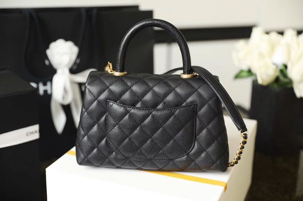 ChanelMedium Flap Bag With Top Handle Black For Women, Women’s Handbags, Shoulder And Crossbody Bags 9in/23cm A92990