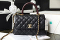 ChanelMedium Flap Bag With Top Handle Black For Women, Women’s Handbags, Shoulder And Crossbody Bags 9in/23cm A92990