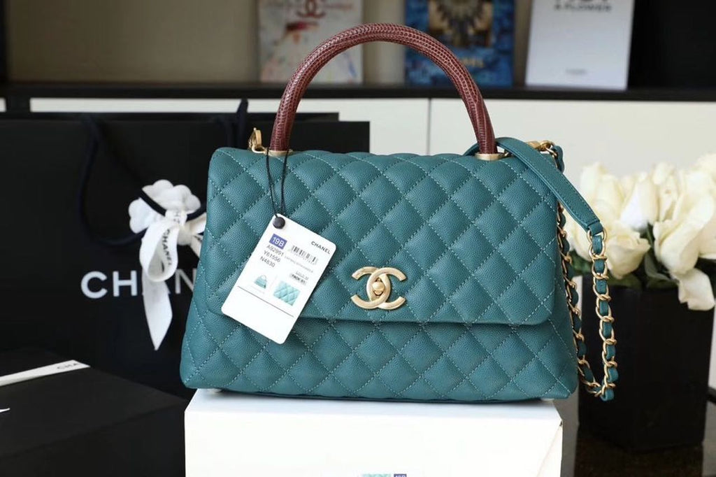 ChanelLarge GlamIap Bag With Top Handle Teal For Women, WomenÃ¢â‚¬â„¢s Handbags, Shoulder And Crossbody Bags 11in/28cm A92991